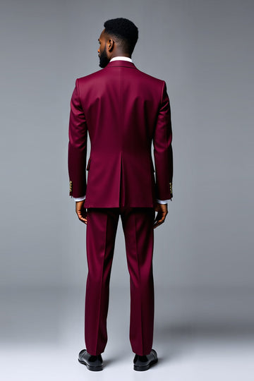 Burgundy Peak Lapel 2 pièces Costumes de bal pour hommes
